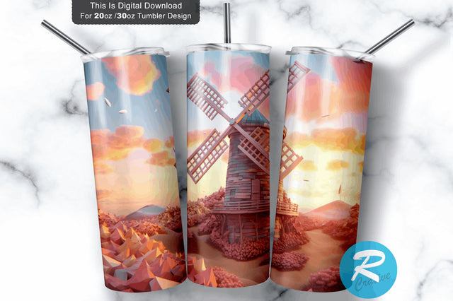 3D Windmill 20 Oz Tumbler Design Sublimation Regulrcrative 
