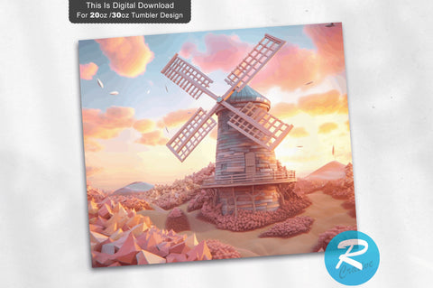 3D Windmill 20 Oz Tumbler Design Sublimation Regulrcrative 