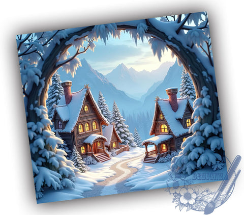 3D Winter Cabin 20oz Tumbler Wrap, 3D Winter Tumbler, Winter Cabin Design, 20oz Tumbler Wrap, Holiday Decor, Cabin Life Gift, Cozy Drinkware, Sublimation Art Sublimation ToriDesigns 