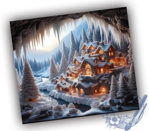 3D Winter Cabin 20oz Tumbler Wrap, 3D Winter Tumbler, Winter Cabin Design, 20oz Tumbler Wrap, Holiday Decor, Cabin Life Gift, Cozy Drinkware, Sublimation Art Sublimation ToriDesigns 