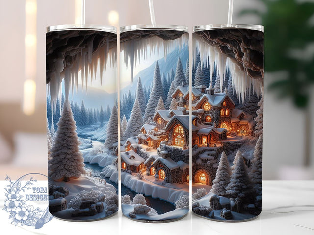 3D Winter Cabin 20oz Tumbler Wrap, 3D Winter Tumbler, Winter Cabin Design, 20oz Tumbler Wrap, Holiday Decor, Cabin Life Gift, Cozy Drinkware, Sublimation Art Sublimation ToriDesigns 