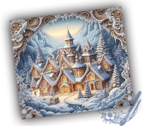 3D Winter Cabin 20oz Tumbler Wrap, 3D Winter Tumbler, Winter Cabin Design, 20oz Tumbler Wrap, Holiday Decor, Cabin Life Gift, Cozy Drinkware, Sublimation Art Sublimation ToriDesigns 