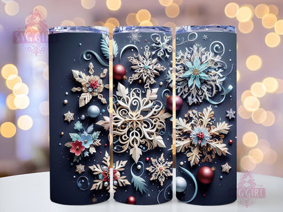 3D Winter Christmas Snowflakes Skinny Tumbler Design - 3d Tumbler Wraps - Tumbler Sublimation Designs Straight & Tapered Instant Download Sublimation SvggirlplusArt 