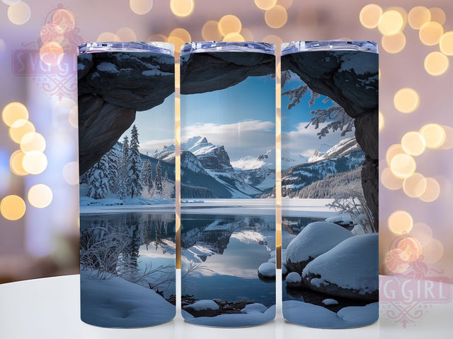 3D Winter Mountain River Tumbler, River Scene, 3D Design, Nature Wrap, Outdoor Tumbler, 20oz Tumbler, Sublimation Print Sublimation SvggirlplusArt 