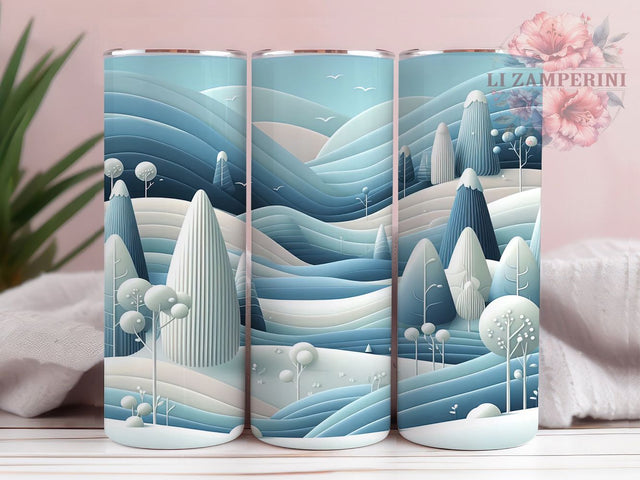 3D Winter Snow Scene Tumbler, Christmas Snow, Winter Snow Scene, Festive 3D Effect, Holiday Tumbler, 20oz Tumbler, Sublimation Design Sublimation Li Zamperini 