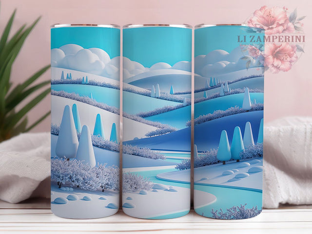 3D Winter Snow Scene Tumbler, Christmas Snow, Winter Snow Scene, Festive 3D Effect, Holiday Tumbler, 20oz Tumbler, Sublimation Design Sublimation Li Zamperini 