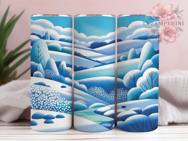 3D Winter Snow Scene Tumbler, Christmas Snow, Winter Snow Scene, Festive 3D Effect, Holiday Tumbler, 20oz Tumbler, Sublimation Design Sublimation Li Zamperini 