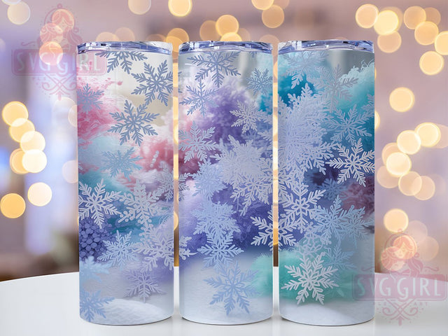 3D Winter Snowflake Tumbler, Winter Snowflake Wrap, Holiday Snowflake Sublimation, 20oz Winter Tumbler, Festive Snowflake Art, Seasonal Mug Design, Winter Wonderland Cup Sublimation SvggirlplusArt 