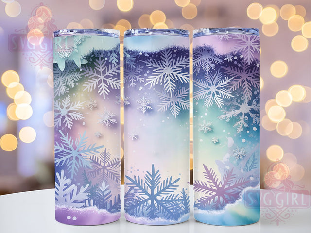 3D Winter Snowflake Tumbler, Winter Snowflake Wrap, Holiday Snowflake Sublimation, 20oz Winter Tumbler, Festive Snowflake Art, Seasonal Mug Design, Winter Wonderland Cup Sublimation SvggirlplusArt 