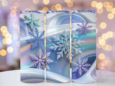3D Winter Snowflake Tumbler, Winter Snowflake Wrap, Holiday Snowflake Sublimation, 20oz Winter Tumbler, Festive Snowflake Art, Seasonal Mug Design, Winter Wonderland Cup Sublimation SvggirlplusArt 