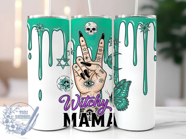 3D Witchy Mama Halloween Tumbler Wrap, Witchy Mama Cup, Inflated Halloween Tumbler, 20oz Sublimation, Spooky Mom Gift, Halloween Drinkware, Witch Tumbler Design Sublimation ToriDesigns 