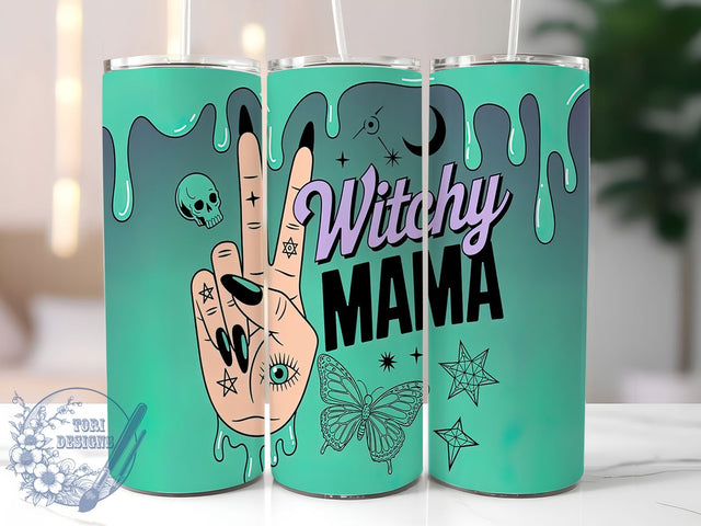 3D Witchy Mama Halloween Tumbler Wrap, Witchy Mama Cup, Inflated Halloween Tumbler, 20oz Sublimation, Spooky Mom Gift, Halloween Drinkware, Witch Tumbler Design Sublimation ToriDesigns 