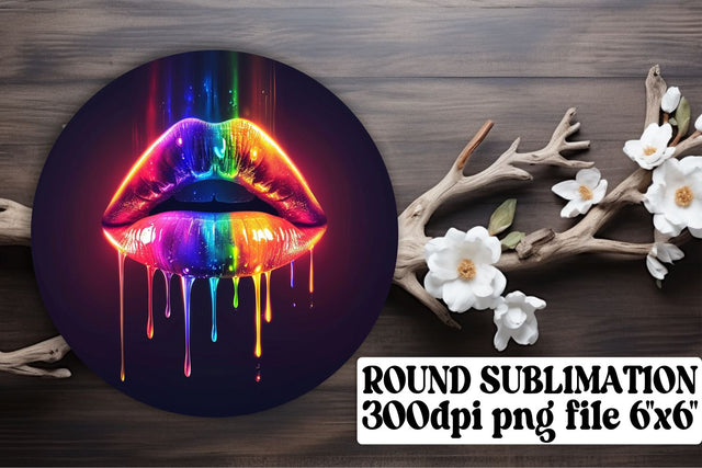 3D Woman Lips Sublimation Delights: Chic Decor for Round Ornaments Sublimation afrosvg 
