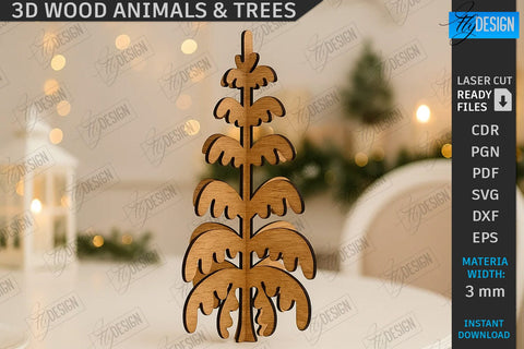 3d Wood Animals & Trees Decor Laser Cut Bundle | Shelf Sitter | Table Decorations | Home Decor | CNC Files SVG Fly Design 