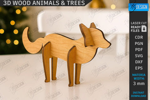3d Wood Animals & Trees Decor Laser Cut Bundle | Shelf Sitter | Table Decorations | Home Decor | CNC Files SVG Fly Design 
