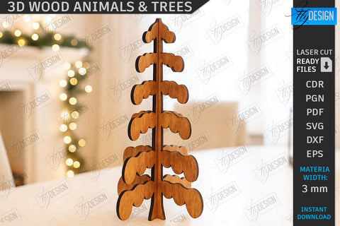 3d Wood Animals & Trees Decor Laser Cut Bundle | Shelf Sitter | Table Decorations | Home Decor | CNC Files SVG Fly Design 