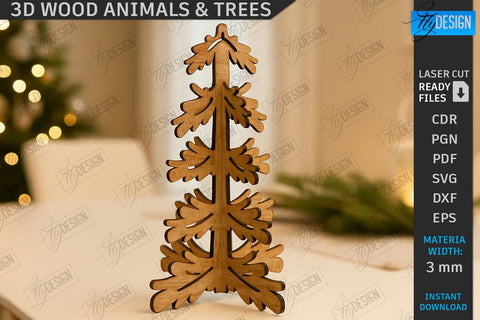 3d Wood Animals & Trees Decor Laser Cut Bundle | Shelf Sitter | Table Decorations | Home Decor | CNC Files SVG Fly Design 