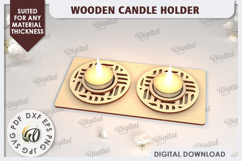 3D Wooden Candle Holder Laser Cut. Home Decor SVG SVG Evgenyia Guschina 