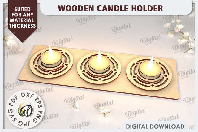 3D Wooden Candle Holder Laser Cut. Home Decor SVG SVG Evgenyia Guschina 