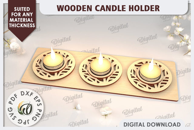 3D Wooden Candle Holder Laser Cut. Home Decor SVG SVG Evgenyia Guschina 