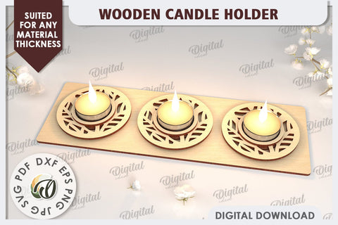 3D Wooden Candle Holder Laser Cut. Home Decor SVG SVG Evgenyia Guschina 