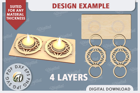 3D Wooden Candle Holder Laser Cut. Home Decor SVG SVG Evgenyia Guschina 