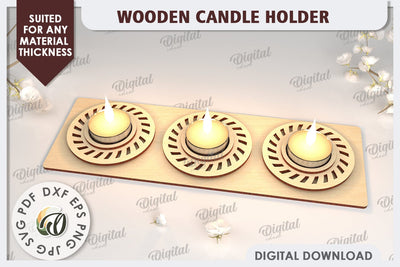 3D Wooden Candle Holder Laser Cut. Home Decor SVG SVG Evgenyia Guschina 