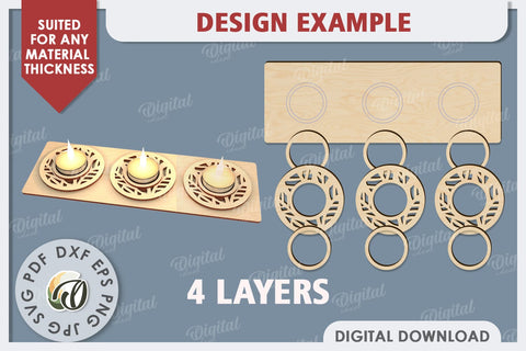 3D Wooden Candle Holder Laser Cut. Home Decor SVG SVG Evgenyia Guschina 