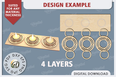 3D Wooden Candle Holder Laser Cut. Home Decor SVG SVG Evgenyia Guschina 