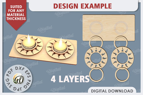 3D Wooden Candle Holder Laser Cut. Home Decor SVG SVG Evgenyia Guschina 