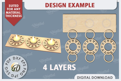 3D Wooden Candle Holder Laser Cut. Home Decor SVG SVG Evgenyia Guschina 