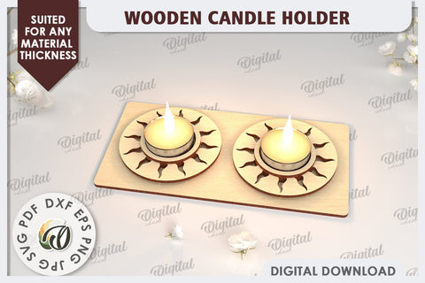 3D Wooden Candle Holder Laser Cut. Home Decor SVG SVG Evgenyia Guschina 