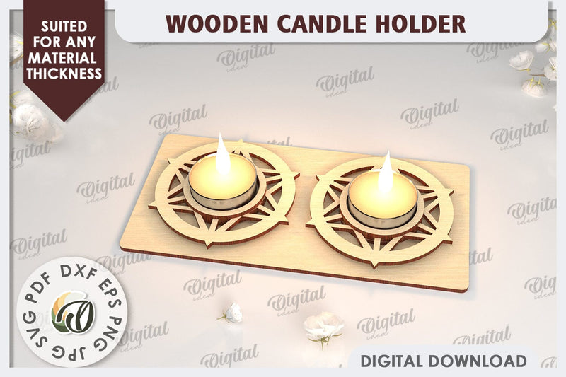 3D Wooden Candle Holder Laser Cut. Home Decor SVG SVG Evgenyia Guschina 