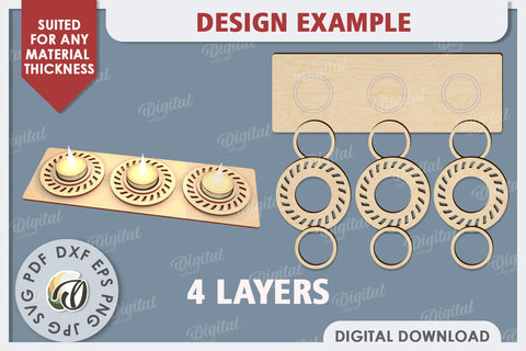 3D Wooden Candle Holder Laser Cut. Home Decor SVG SVG Evgenyia Guschina 