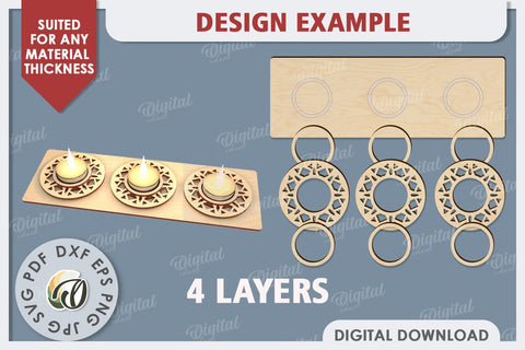 3D Wooden Candle Holder Laser Cut. Home Decor SVG SVG Evgenyia Guschina 