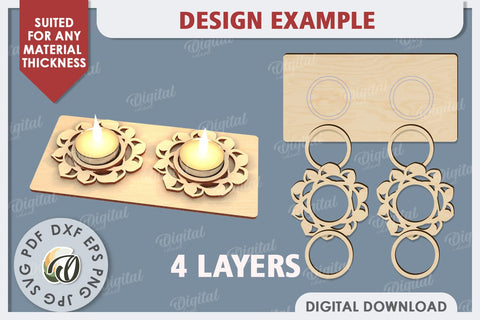 3D Wooden Candle Holder Laser Cut. Home Decor SVG SVG Evgenyia Guschina 