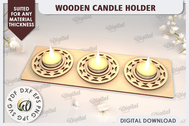 3D Wooden Candle Holder Laser Cut. Home Decor SVG SVG Evgenyia Guschina 