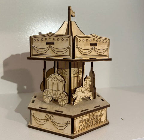 3D Wooden Carousel Laser Cut Design. Wooden Kids Toy SVG SVG Evgenyia Guschina 