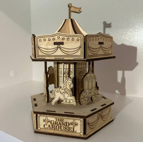 3D Wooden Carousel Laser Cut Design. Wooden Kids Toy SVG SVG Evgenyia Guschina 