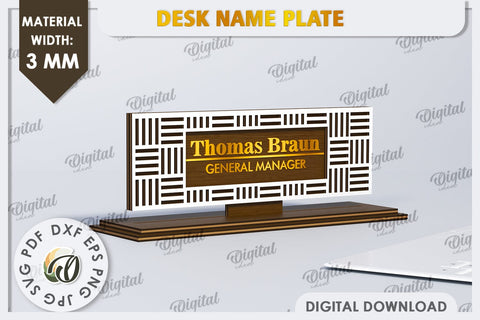 3D Wooden Desk Name Plate Laser Cut. Personalized SVG SVG Evgenyia Guschina 