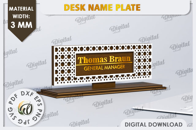 3D Wooden Desk Name Plate Laser Cut. Personalized SVG SVG Evgenyia Guschina 