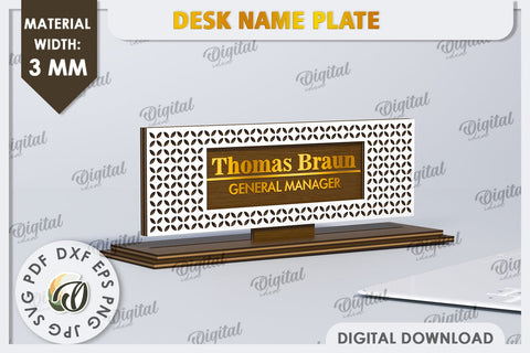 3D Wooden Desk Name Plate Laser Cut. Personalized SVG SVG Evgenyia Guschina 