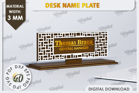 3D Wooden Desk Name Plate Laser Cut. Personalized SVG SVG Evgenyia Guschina 