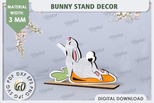 3D Wooden Easter Bunny Laser Cut. Bunny Stand Decor SVG SVG Evgenyia Guschina 