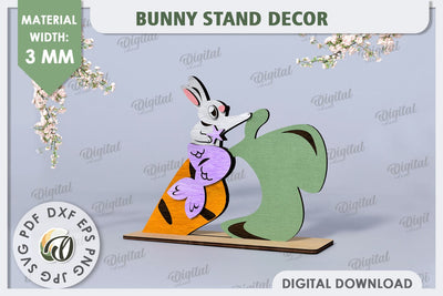 3D Wooden Easter Bunny Laser Cut. Bunny Stand Decor SVG SVG Evgenyia Guschina 