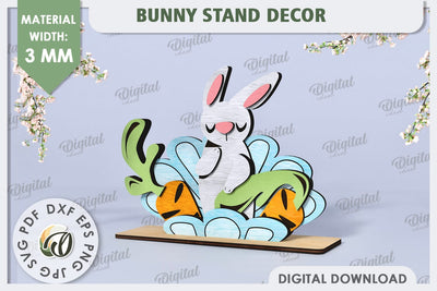 3D Wooden Easter Bunny Laser Cut. Bunny Stand Decor SVG SVG Evgenyia Guschina 