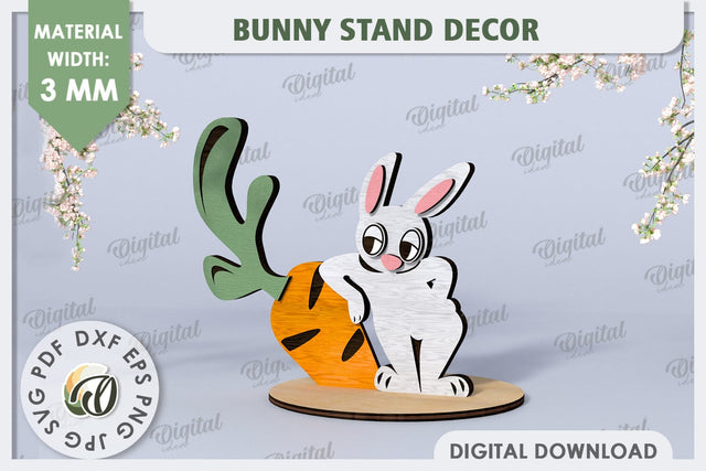 3D Wooden Easter Bunny Laser Cut. Bunny Stand Decor SVG SVG Evgenyia Guschina 
