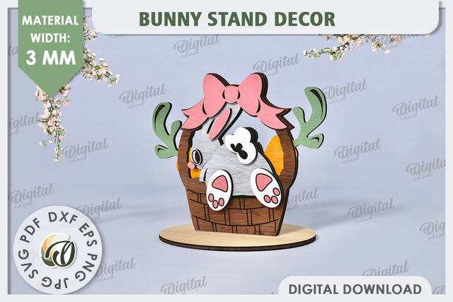 3D Wooden Easter Bunny Laser Cut. Bunny Stand Decor SVG SVG Evgenyia Guschina 
