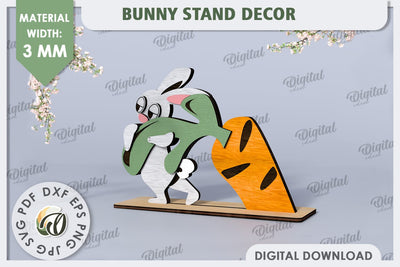 3D Wooden Easter Bunny Laser Cut. Bunny Stand Decor SVG SVG Evgenyia Guschina 