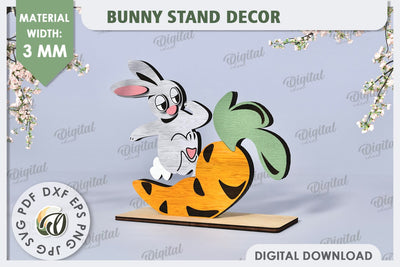 3D Wooden Easter Bunny Laser Cut. Bunny Stand Decor SVG SVG Evgenyia Guschina 